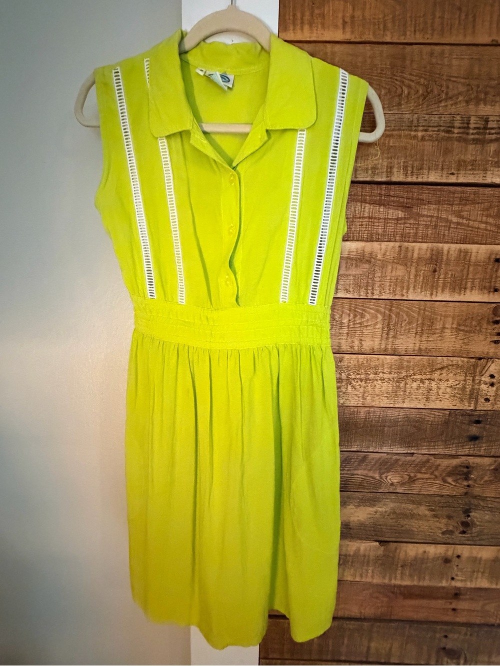Handmade Sleeveless Lime Green Button-Front Summer Dress